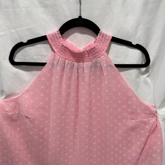 Torrid Pink Chiffon Clip Dot Halter Neck Tank 1X Blouse Girly Preppy Barbiecore - Picture 4 of 16